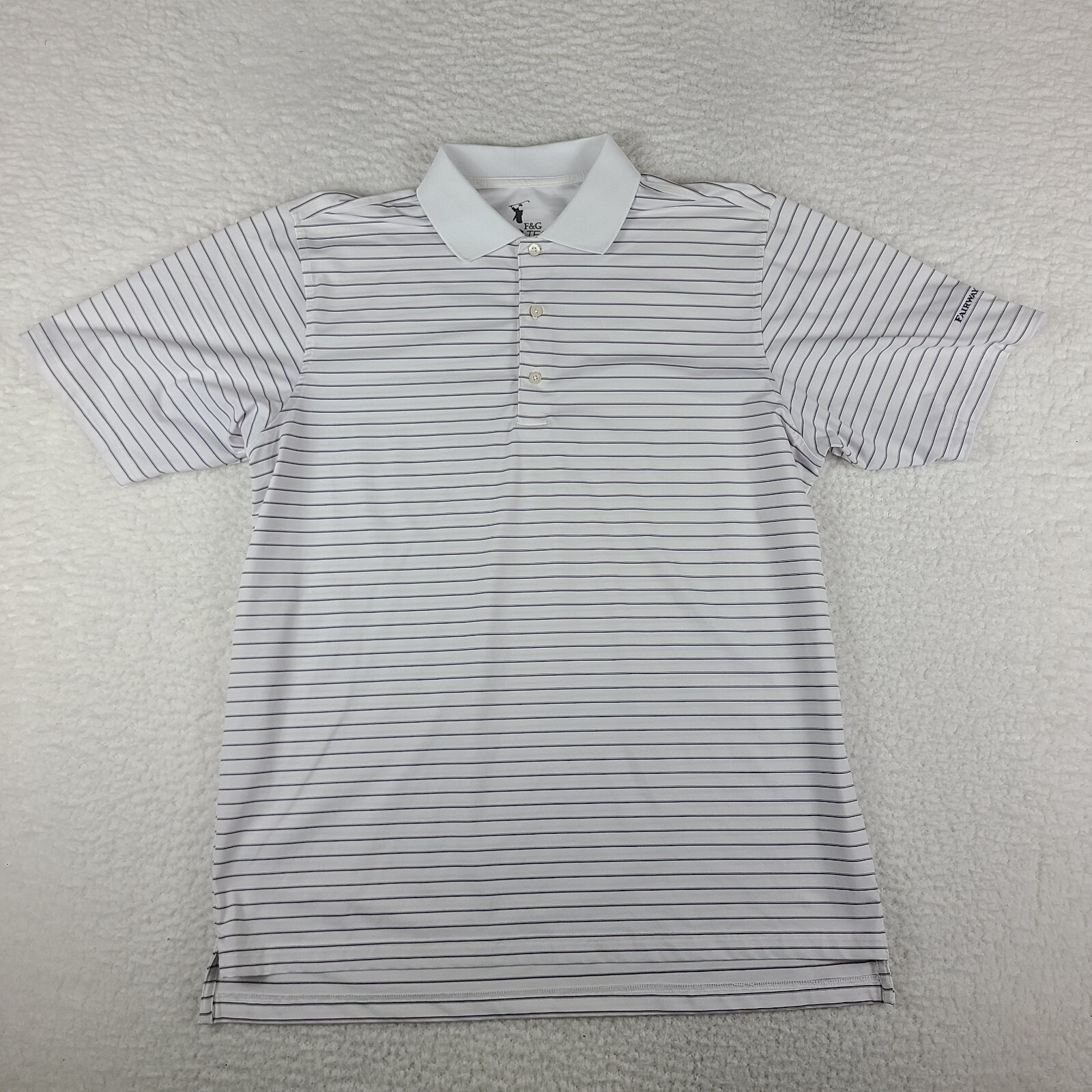 F  G Tech Polo Shirt Mens Large Purple Blue White Performance Fairway Greene
